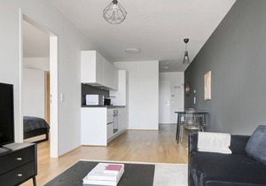 Lovely Wieden 1BR w/Balcony, Gym, Elevator, walk to U-Bahn, by Blueground