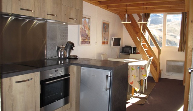 Cozy & Elegant Apartment in Val Thorens, Ski-in/Ski-out, south-facing view, 36m2 in Les Belleville