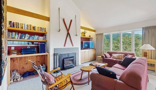 Ski-in/ski-out condo w/balcony, mountain and valley views, pool, fireplace in Warren