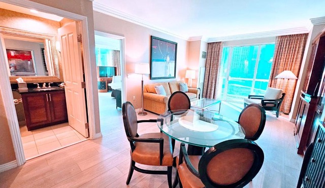 Strip & Sphere view - Separate Living room - 2 Full Bath - Full Kitchen - Balcony - 900 sqft - MGM Signature in Las Vegas